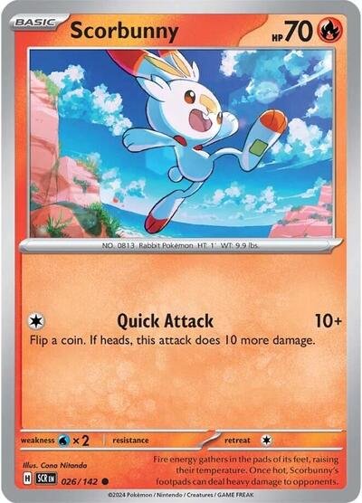 2024 Pokemon: SV07: Stellar Crown (SCR) - Scorbunny (#026/142, Common) (, Near Mint)