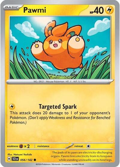 2024 Pokemon: SV07: Stellar Crown (SCR) - Pawmi (#056/142, Common) (, Near Mint)
