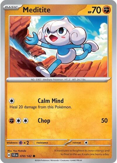 2024 Pokemon: SV07: Stellar Crown (SCR) - Meditite 078 142 (#078/142, Common) (, Near Mint)