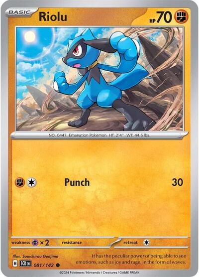 2024 Pokemon: SV07: Stellar Crown (SCR) - Riolu (#081/142, Common) (, Near Mint)