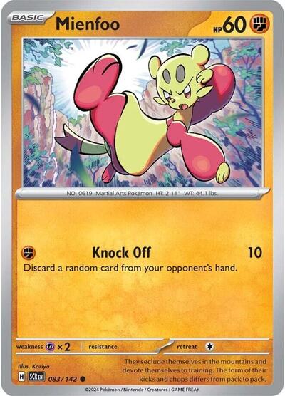 2024 Pokemon: SV07: Stellar Crown (SCR) - Mienfoo (#083/142, Common) (, Near Mint)