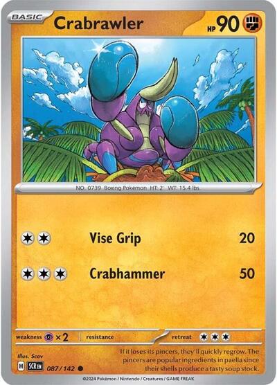 2024 Pokemon: SV07: Stellar Crown (SCR) - Crabrawler (#087/142, Common) (, Near Mint)