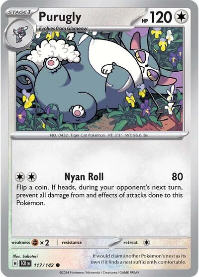 2024 Pokemon: SV07: Stellar Crown (SCR) - Purugly (#117/142, Common) (, Near Mint)