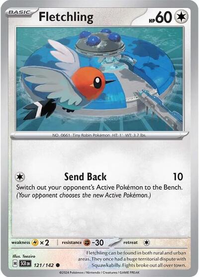 2024 Pokemon: SV07: Stellar Crown (SCR) - Fletchling (#121/142, Common) (, Near Mint)