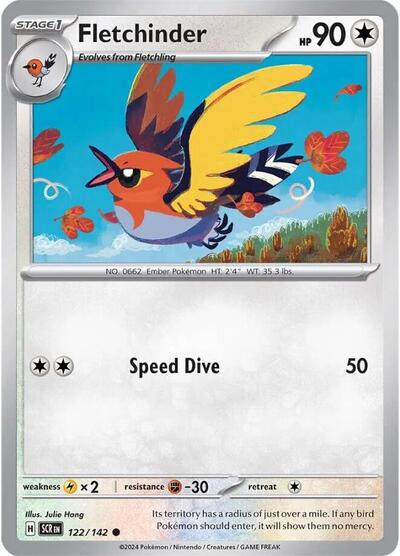 2024 Pokemon: SV07: Stellar Crown (SCR) - Fletchinder (#122/142, Common) (, Near Mint)
