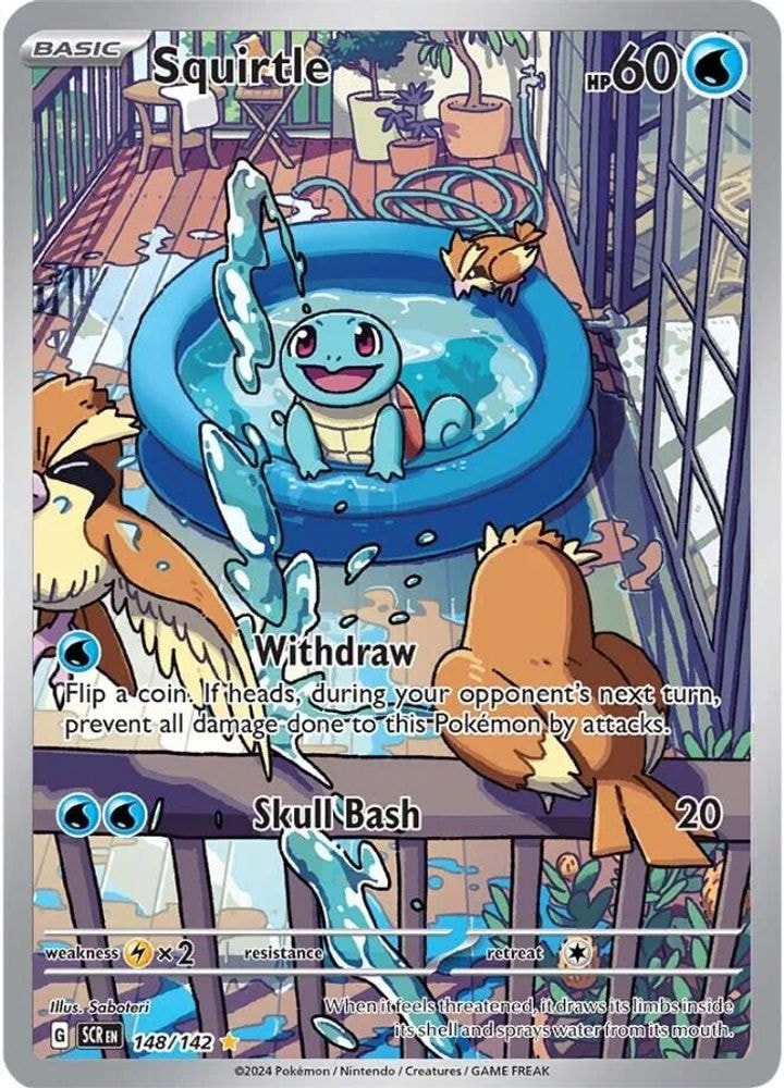 2024 Pokemon: SV07: Stellar Crown (SCR) - Squirtle (#148/142, Illustration Rare) (Holofoil, Near Mint)