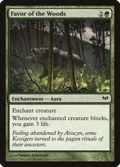 2012 Magic: The Gathering: Dark Ascension (DKA) - Favor of the Woods (#113, Common)
