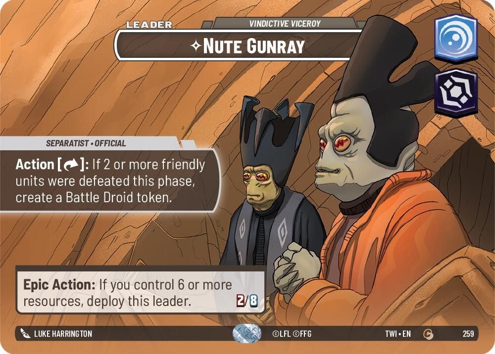 2024 Star Wars: Unlimited: Twilight of the Republic (TWI) - Nute Gunray - Vindictive Viceroy (Showcase) (#259, Common) (Foil, Near Mint)