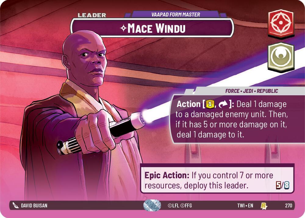 2024 Star Wars: Unlimited: Twilight of the Republic (TWI) - Mace Windu Vaapad Form Master Showcase (#270, Rare) (Foil, Near Mint)