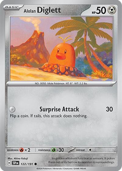 2024 Pokemon: SV08: Surging Sparks (SSP) - Alolan Diglett (#122/191, Common) (, Near Mint)