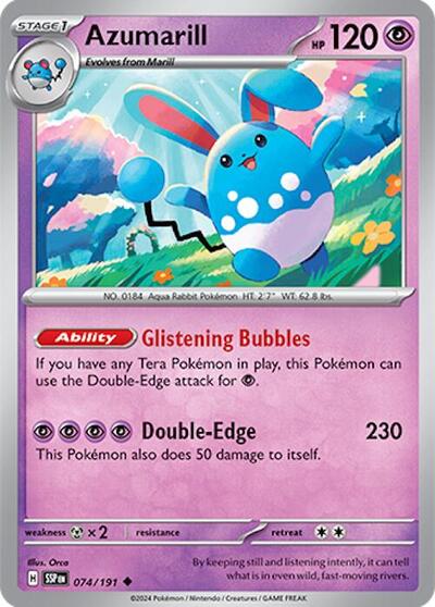 2024 Pokemon: SV08: Surging Sparks (SSP) - Azumarill (#074/191, Uncommon) (, Near Mint)