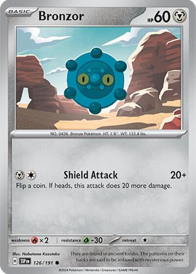 2024 Pokemon: SV08: Surging Sparks (SSP) - Bronzor (#126/191, Common) (, Near Mint)