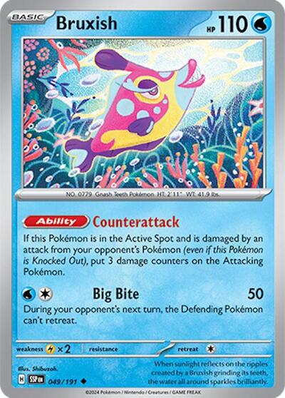 2024 Pokemon: SV08: Surging Sparks (SSP) - Bruxish 049 191 (#049/191, Uncommon) (, Near Mint)