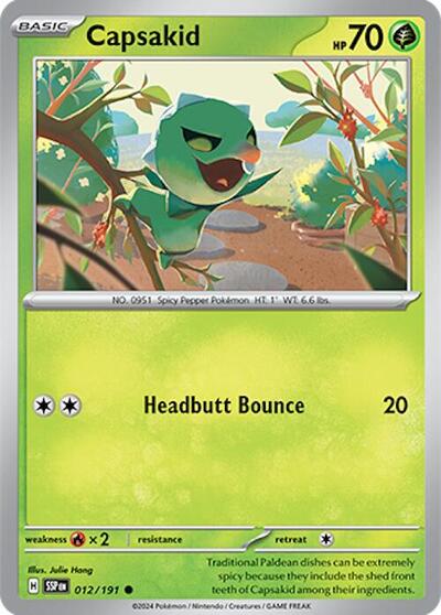 2024 Pokemon: SV08: Surging Sparks (SSP) - Capsakid (#012/191, Common) (, Near Mint)