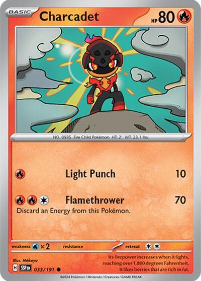 2024 Pokemon: SV08: Surging Sparks (SSP) - Charcadet 033 191 (#033/191, Common) (, Near Mint)