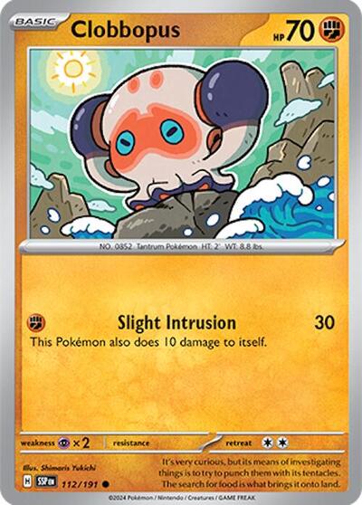 2024 Pokemon: SV08: Surging Sparks (SSP) - Clobbopus 112 191 (#112/191, Common) (, Near Mint)
