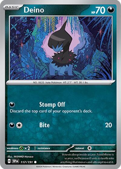 2024 Pokemon: SV08: Surging Sparks (SSP) - Deino (#117/191, Common) (, Near Mint)