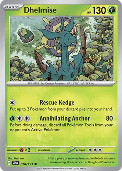 2024 Pokemon: SV08: Surging Sparks (SSP) - Dhelmise (#010/191, Common) (, Near Mint)