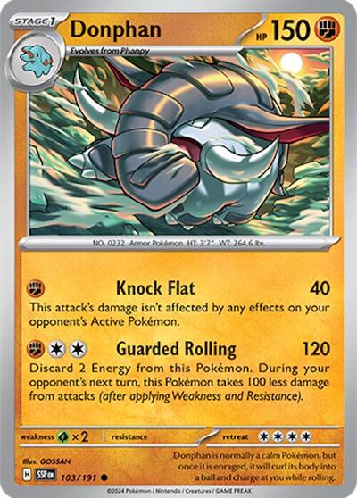 2024 Pokemon: SV08: Surging Sparks (SSP) - Donphan (#103/191, Common) (, Near Mint)