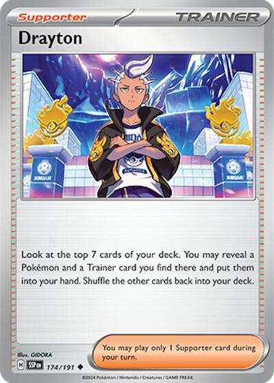 2024 Pokemon: SV08: Surging Sparks (SSP) - Drayton 174 191 (#174/191, Uncommon) (, Near Mint)