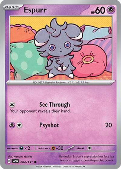 2024 Pokemon: SV08: Surging Sparks (SSP) - Espurr (#084/191, Common) (, Near Mint)