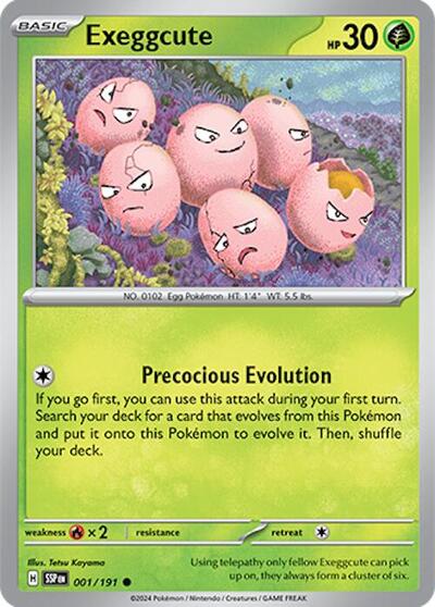 2024 Pokemon: SV08: Surging Sparks (SSP) - Exeggcute 001 191 (#001/191, Common) (, Near Mint)