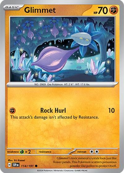 2024 Pokemon: SV08: Surging Sparks (SSP) - Glimmet (#114/191, Common) (, Near Mint)