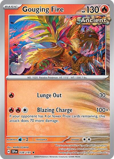 2024 Pokemon: SV08: Surging Sparks (SSP) - Gouging Fire (#038/191, Rare) (Reverse Holofoil, Near Mint)