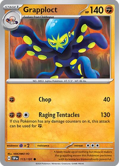 2024 Pokemon: SV08: Surging Sparks (SSP) - Grapploct (#113/191, Common) (, Near Mint)
