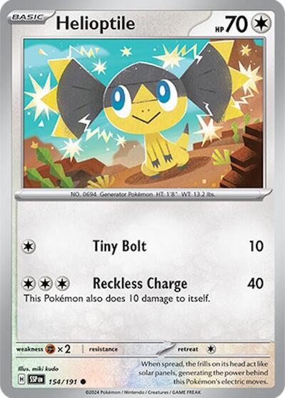 2024 Pokemon: SV08: Surging Sparks (SSP) - Helioptile (#154/191, Common) (, Near Mint)