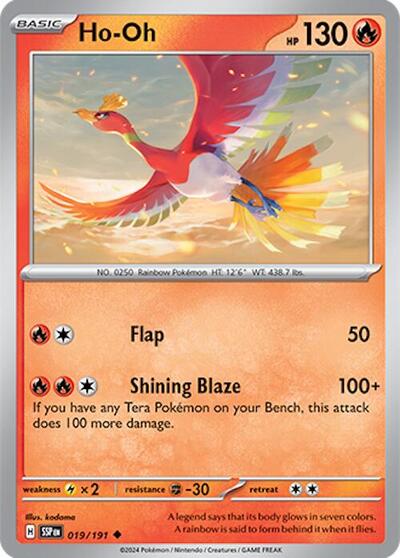 2024 Pokemon: SV08: Surging Sparks (SSP) - Ho Oh (#019/191, Uncommon) (, Near Mint)