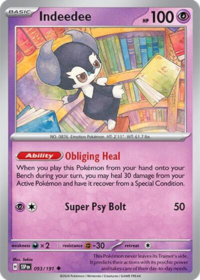 2024 Pokemon: SV08: Surging Sparks (SSP) - Indeedee (#093/191, Uncommon) (, Near Mint)