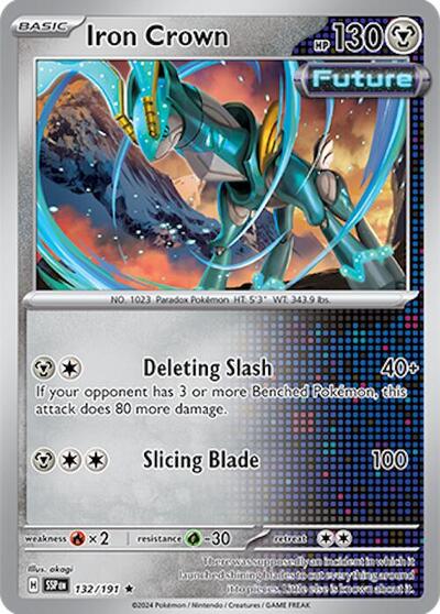 2024 Pokemon: SV08: Surging Sparks (SSP) - Iron Crown (#132/191, Rare) (Reverse Holofoil, Near Mint)