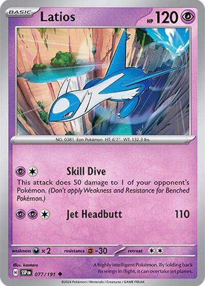 2024 Pokemon: SV08: Surging Sparks (SSP) - Latios 077 191 (#077/191, Uncommon) (, Near Mint)