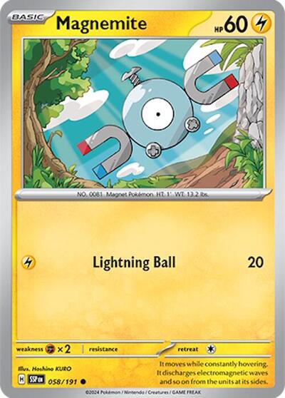 2024 Pokemon: SV08: Surging Sparks (SSP) - Magnemite (#058/191, Common) (, Near Mint)