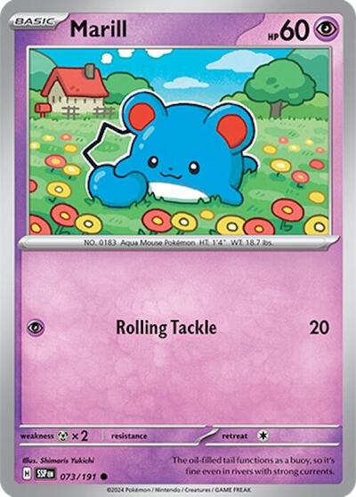 2024 Pokemon: SV08: Surging Sparks (SSP) - Marill (#073/191, Common) (, Near Mint)