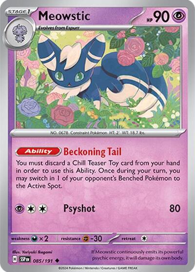 2024 Pokemon: SV08: Surging Sparks (SSP) - Meowstic (#085/191, Uncommon) (, Near Mint)