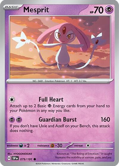 2024 Pokemon: SV08: Surging Sparks (SSP) - Mesprit 079 191 (#079/191, Common) (, Near Mint)