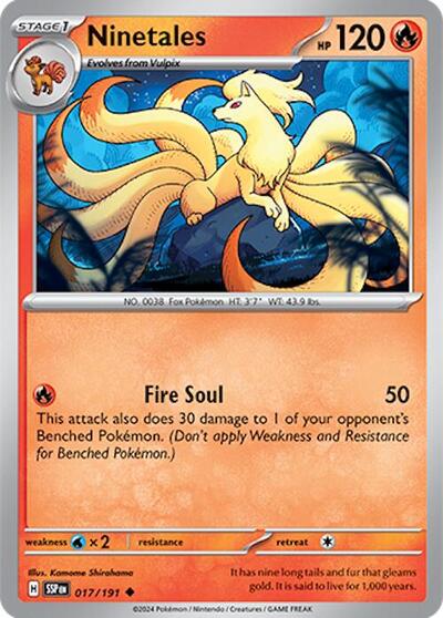 2024 Pokemon: SV08: Surging Sparks (SSP) - Ninetales (#017/191, Uncommon) (, Near Mint)