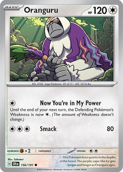 2024 Pokemon: SV08: Surging Sparks (SSP) - Oranguru (#156/191, Common) (, Near Mint)