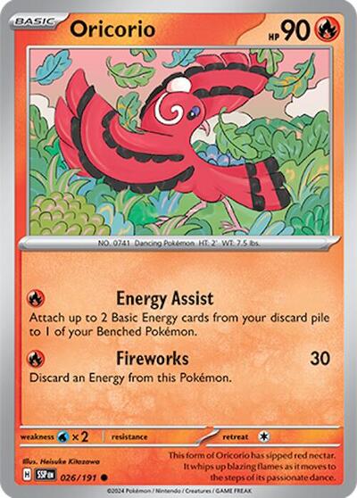 2024 Pokemon: SV08: Surging Sparks (SSP) - Oricorio 026 191 (#026/191, Common) (, Near Mint)