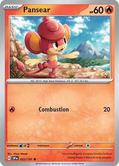 2024 Pokemon: SV08: Surging Sparks (SSP) - Pansear (#022/191, Common) (, Near Mint)