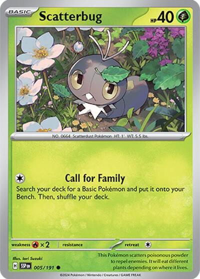 2024 Pokemon: SV08: Surging Sparks (SSP) - Scatterbug (#005/191, Common) (, Near Mint)