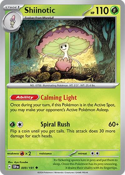 2024 Pokemon: SV08: Surging Sparks (SSP) - Shiinotic 009 191 (#009/191, Uncommon) (, Near Mint)