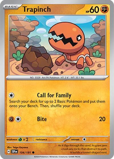2024 Pokemon: SV08: Surging Sparks (SSP) - Trapinch (#104/191, Common) (, Near Mint)