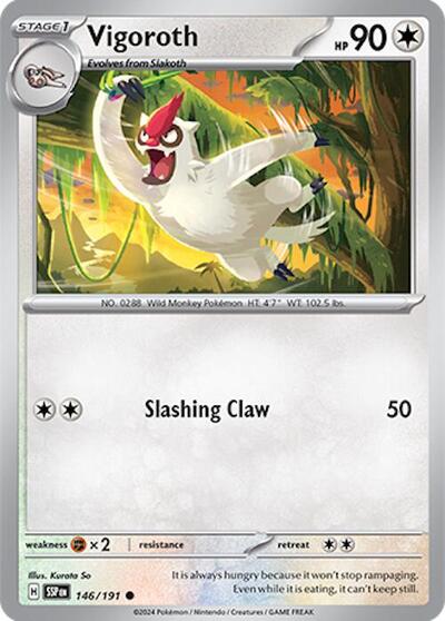 2024 Pokemon: SV08: Surging Sparks (SSP) - Vigoroth (#146/191, Common) (, Near Mint)