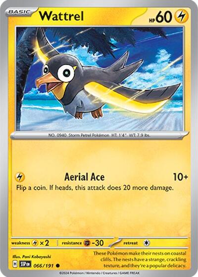 2024 Pokemon: SV08: Surging Sparks (SSP) - Wattrel (#066/191, Common) (, Near Mint)