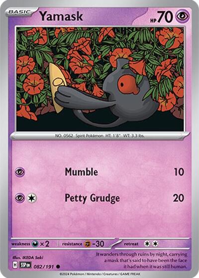 2024 Pokemon: SV08: Surging Sparks (SSP) - Yamask (#082/191, Common) (, Near Mint)