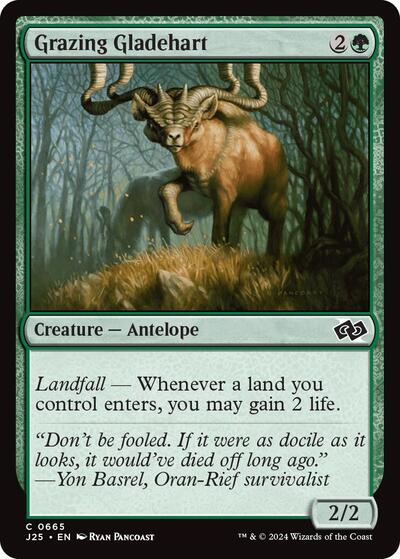 2024 Magic: The Gathering: Foundations Jumpstart (J25) - Grazing Gladehart (#665, Common) (, Near Mint)