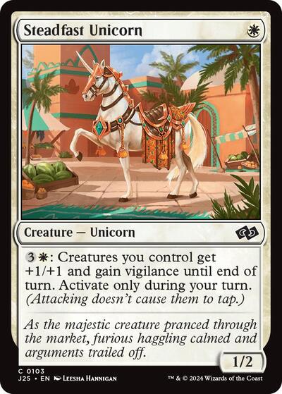 2024 Magic: The Gathering: Foundations Jumpstart (J25) - Steadfast Unicorn (#103, Common) (, Near Mint)